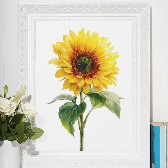 Watercolor Sunflower Wall Art Print, Unframed - Radiant Floral Bliss - Picture 7 of 7